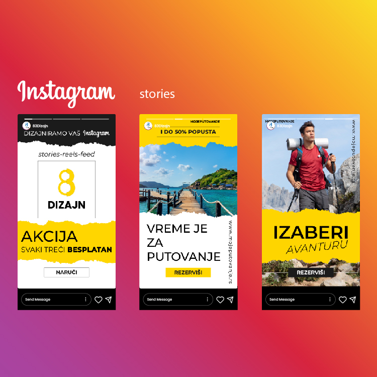 Prikaz dizajna storija za Instagram